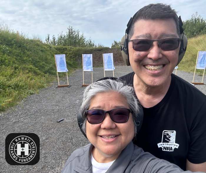 Greg and Roanne Abe at the range